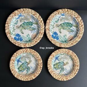 🎁4PC Tommy Bahama Melamine Plates - 2 Dinner - 11” and 2 Salad - 9”